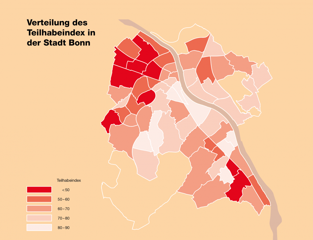 Verteilung des Teilhabeindex in der Stadt Bonn